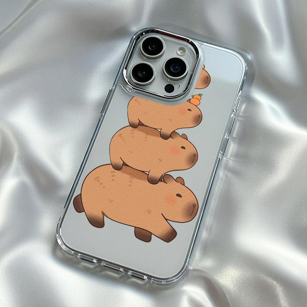 

Capybara cute animal pattern design Phone Case For iPhone17 16 15 14 13 12 Pro Max Plus Electroplated Transparent phone case iPhone 16e