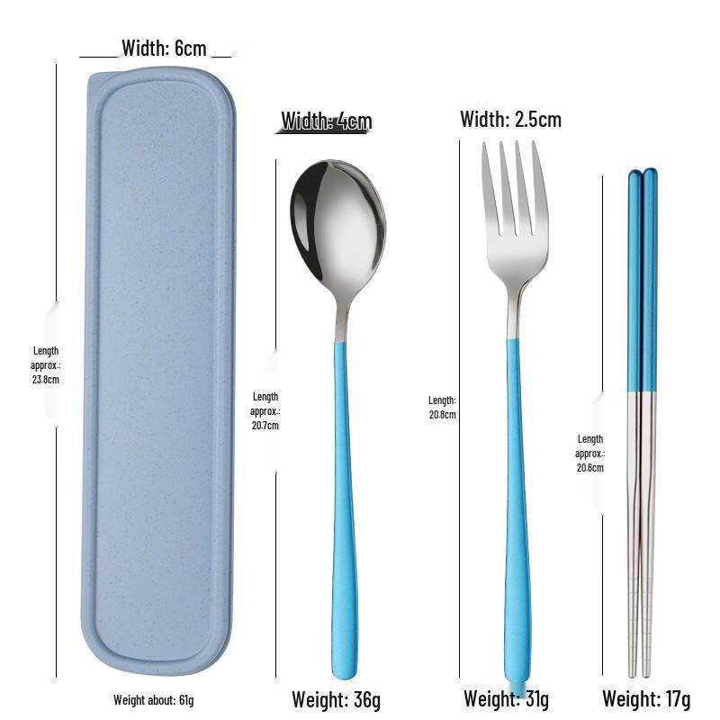 Dajujiang Korean Style Portable 3-Piece Stainless Steel Cutlery Set