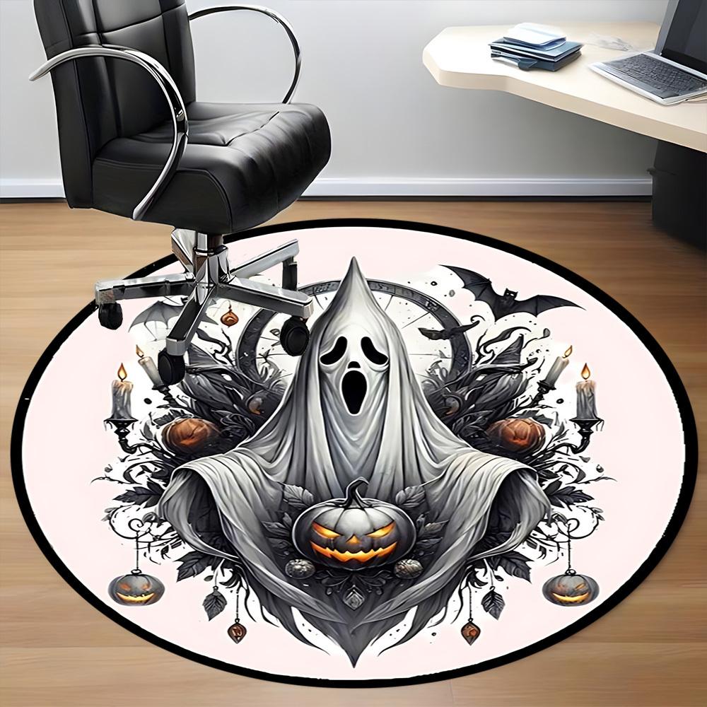 1pc Halloween Ghost Chair Carpet for Office Non-Slip, Machine Washable Rug for Office, Room - Holiday Decor, Machine Made yy251016045