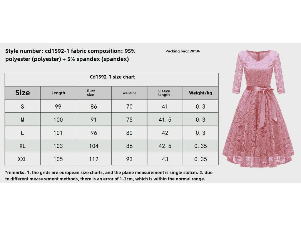 Spitzenkleid mit V-Ausschnitt und langen Ärmeln - Sexy & Elegante Damenmode