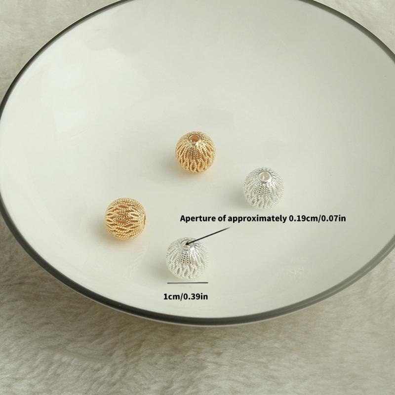 Pack of 10 Exquisite Hollow Designs Sturdy Brass Round Loose Beads with Long Time Use 18K Gold Plating Supplies