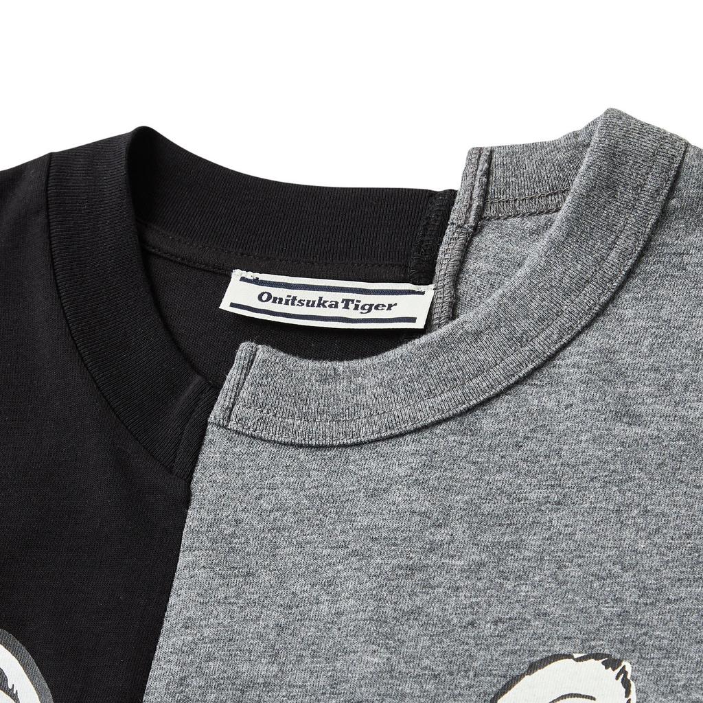 ONITSUKA TIGER Graphic Comfortable Casual Asymmetrical Short Sleeve T-Shirt Unisex Tops Black 2183B408-001