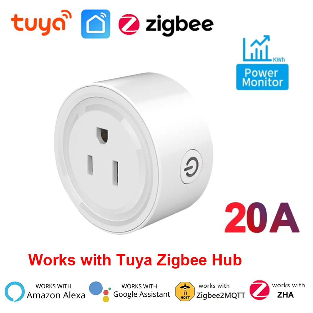 Tuya WiFi/Zigbee Smart Socket US Smart Socket 20A With Power Monitoring Timer Smart Life App Control Work With Alexa Google Home