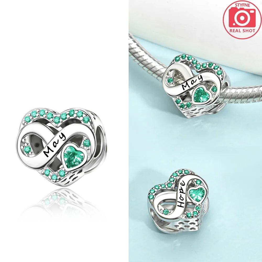 Charms Plata Originales Month Heart Beads For Charms Copper Bracelet Jewelry Beads Jewellery Making Women'S Gift Choice