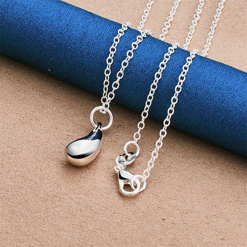 925 Sterling Silver 16-30 Inch Exquisite Water Droplet Pendant Necklace for Women's Wedding Fashion Accessories Jewelry