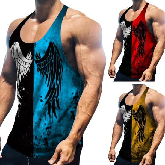 Herren Weste 3D Digitaldruck Patchwork Sommer Colorblock Schnelltrocknend Unterhemd Streetwear