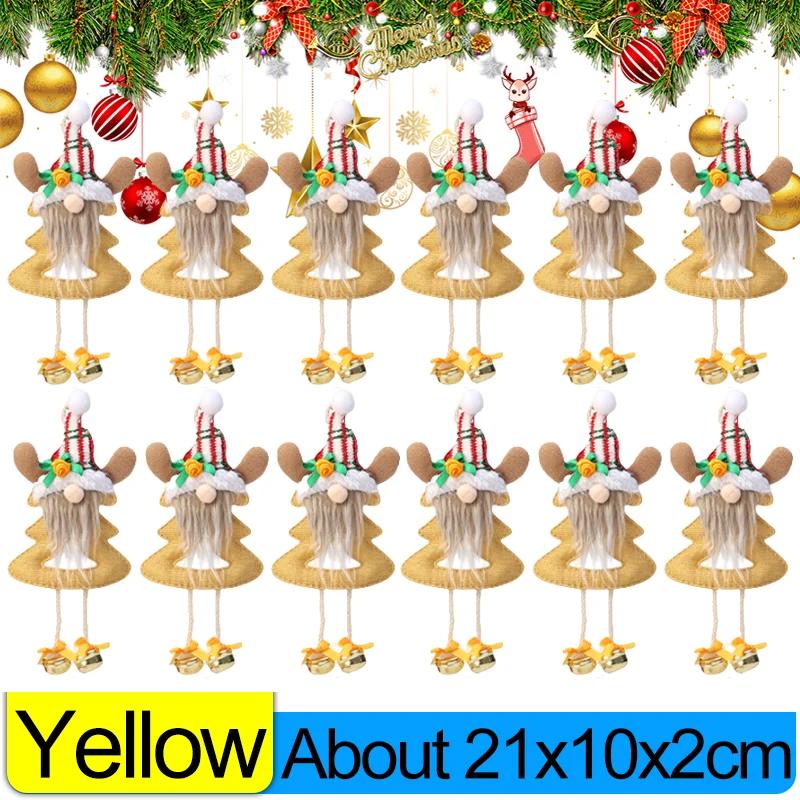 

Безликий Дід Мороз Підвіска Прикраса на Різдвяну ялинку Прикраси для сцени Підвіска Лялька з білою бородою Підвіска Навідад Натал 1PCS жовтий