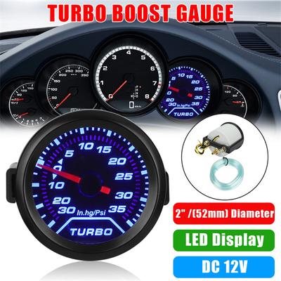 Medidor de Presión de Turbo para Coche 2" 52mm Bar/Psi Sensor Medidor Turbo Lente Ahumada Retroiluminación Blanca Carcasa de Plástico Para Coche 12V Piezas Interiores