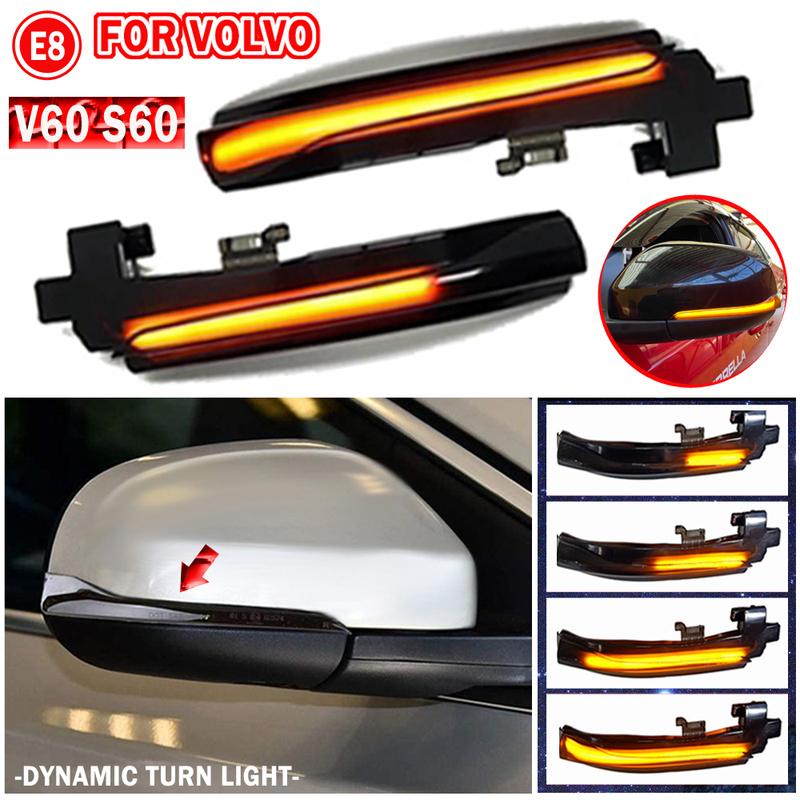 2X LED Sequential Dynamic side mirror blinker Light Turn Signal Lamp For Volvo S60 V40 CC II S80 II V60 CC V70 III