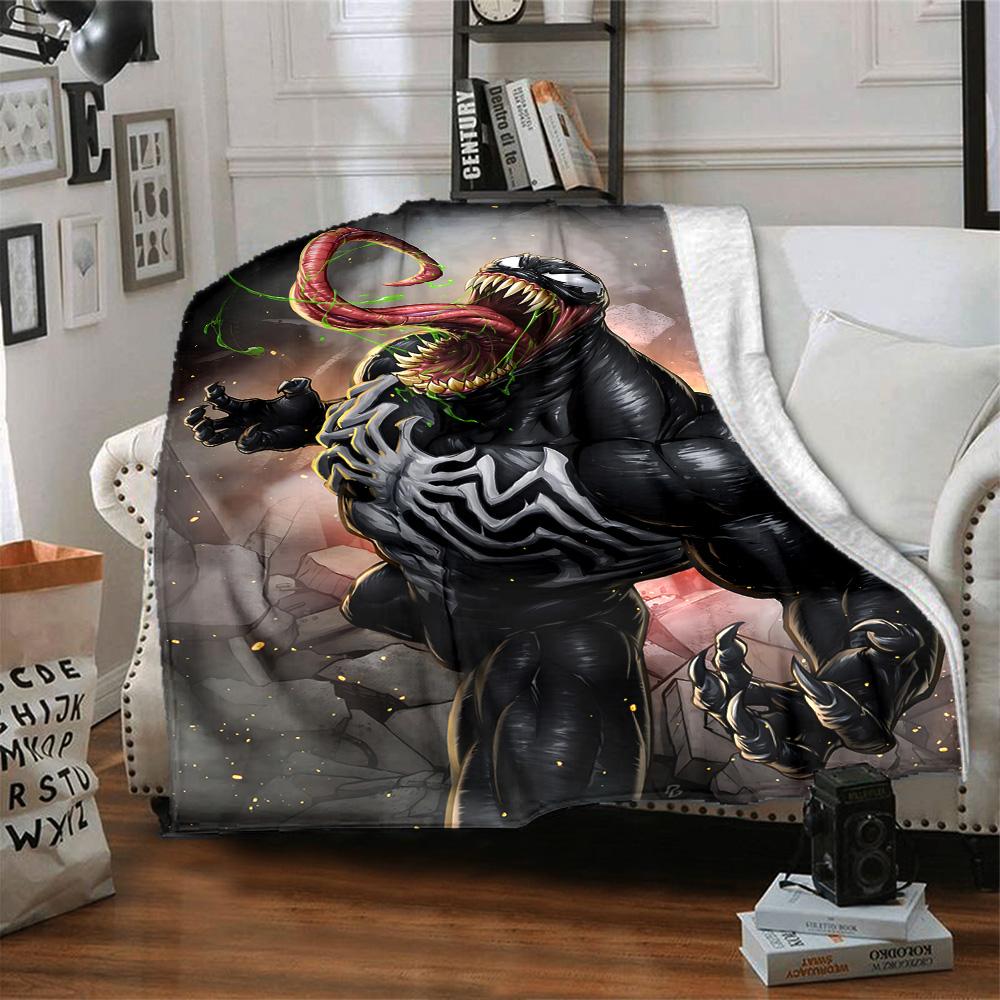 1pc Venom Dominates Night Flannel Blanket for Super Soft Cute Comfort Blanket for Travel Bedding Couch Sofa Blanket Y82525