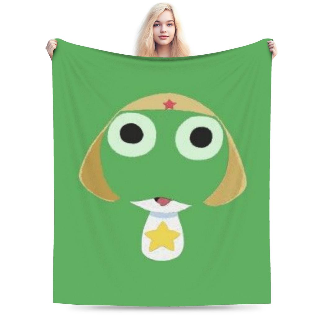 Super Soft Keroro Frog Cartoon Throw Blanket Premium Fleece Flannel Lightweight Bed Blanket Super Cozy Blankets All Season Use