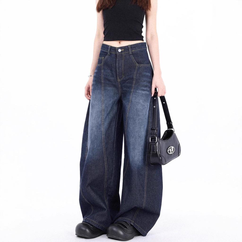2025 Herbst/Winter Damen Washed Wide-Leg Scimitar Jeans
