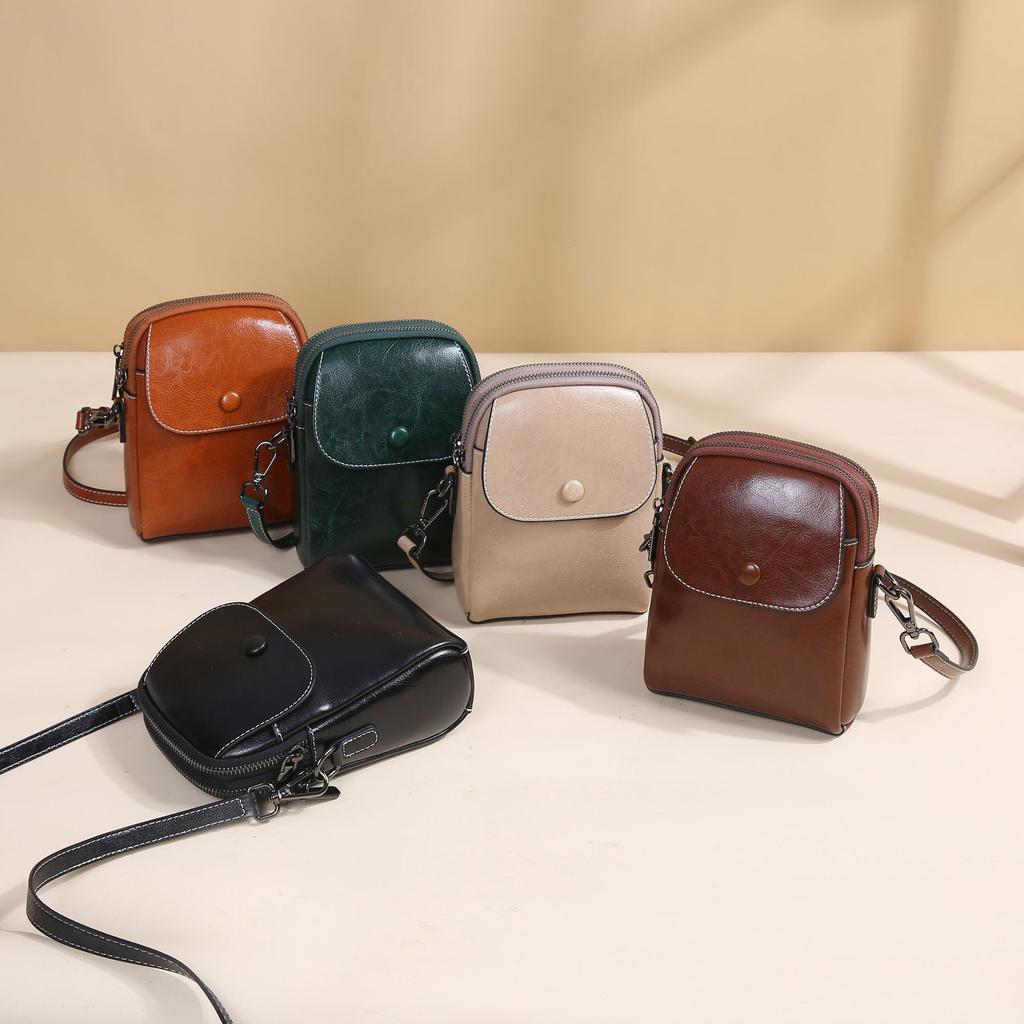 Damska torba worek z bydlęcej skóry na jedno ramię Damska skórzana torba listonoszka Praktyczna torba muszelka Jasna skóra Torba na telefon komórkowy i drobne