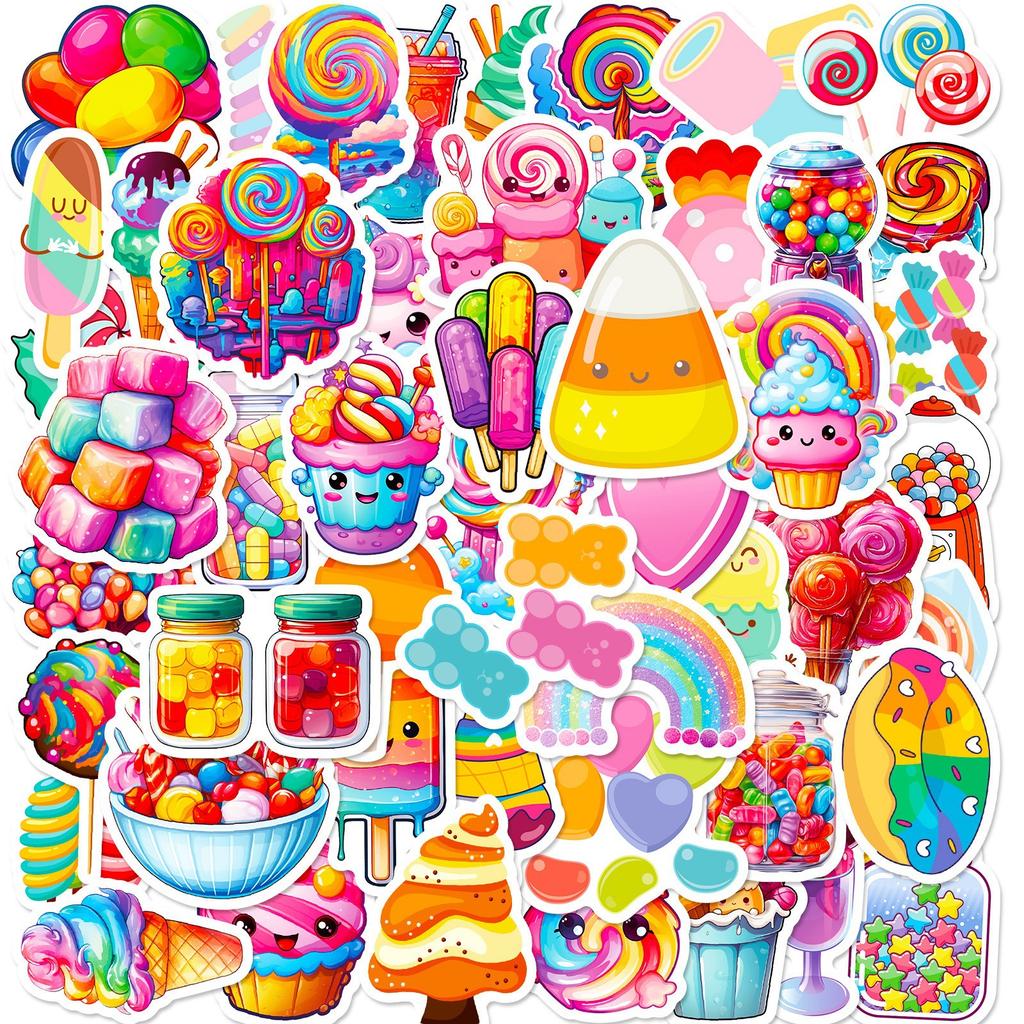 Macaron Color Dessert Stickers DIY Suitcase Hand Account Water Cup Decoration Children's Reward Stickers