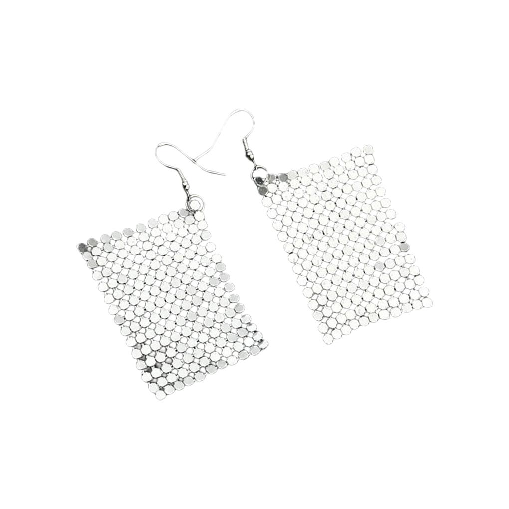 

Квадратные серьги с пайетками Преувеличенные подвески-капли Сетчатые петли для ушей Украшения для ушей из алюминиевого сплава Многоцветная модная бижутерия