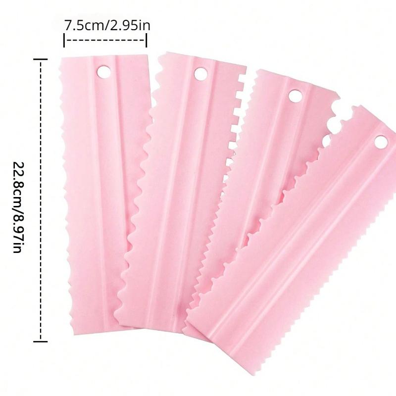 Cake Scraper Smoother Set Patterned Edge Smoothe Plastic Sawtooth Comb Bench Scraper For Cake Baking Cream Icing Smoother