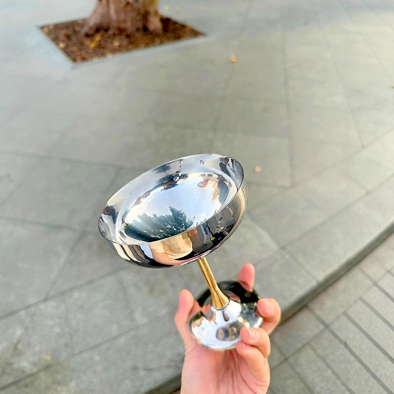 304 Stainless Steel Tall Footed Design Bar Dessert Cup Creative Salad Bowl Restaurant Silver Retro Ice Cream Cup Accessories