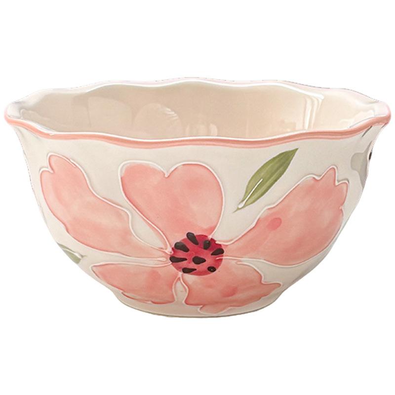 Kwiatowa Japońska Zastawa Stołowa Ceramiczna Miska Kolorowana Podszkliwniem Talerz Domowy Restauracyjny Wysokiej Wartości Miska z Dwoma Uchwytami Talerz Kapelusz Słomkowy