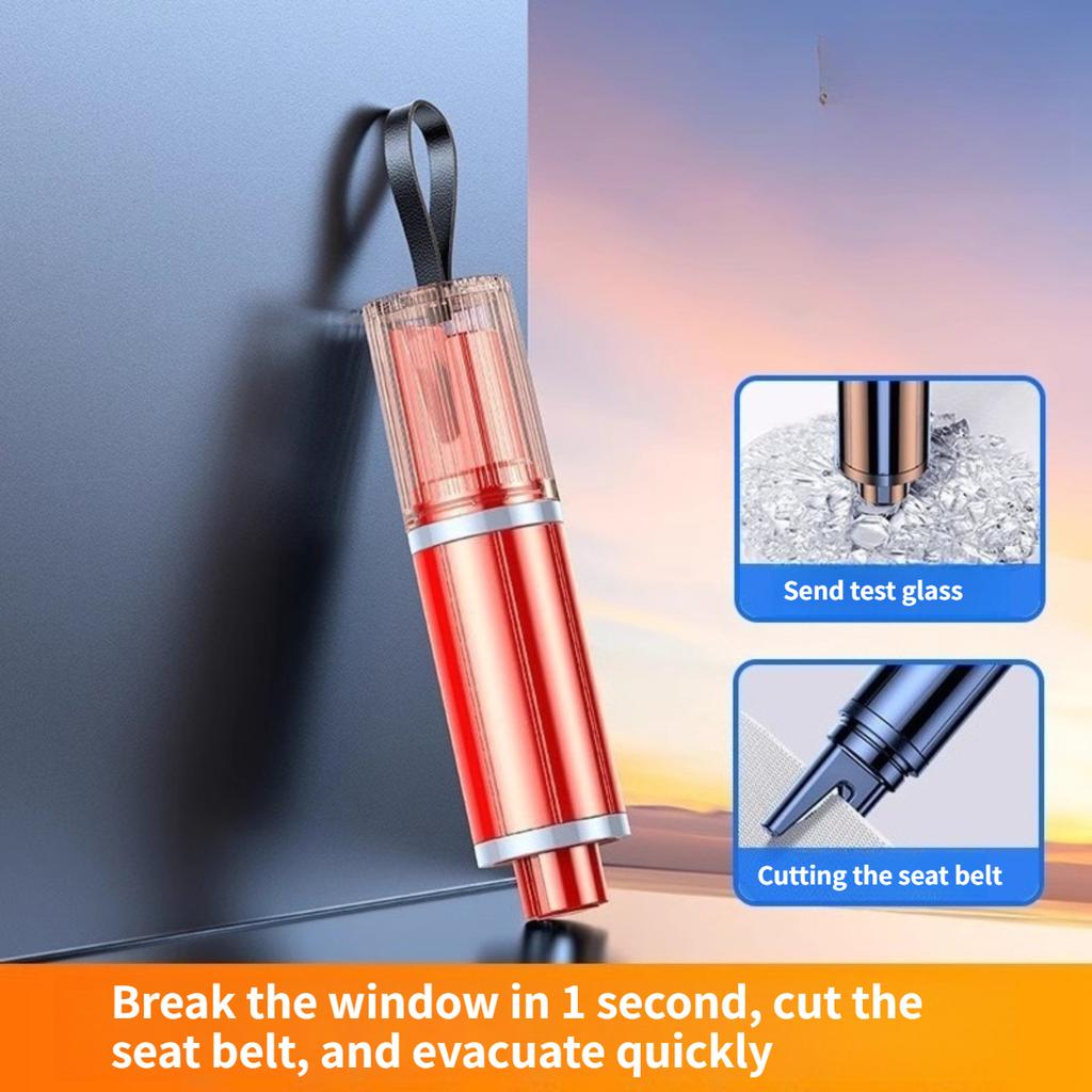 Tungsten Steel Head Car Safety Hammer - Emergency Window Breaker with Seatbelt Cutter