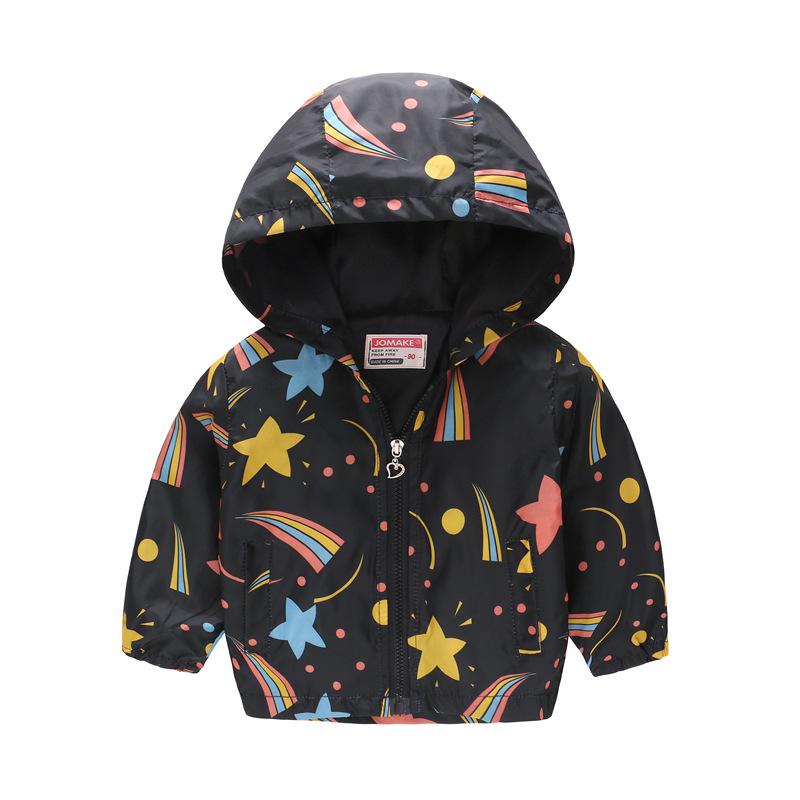 Bedruckte Jacke Strickjacke Kinder Mädchen Jungen Kapuzen Langarm Reißverschluss Blumen Auto Cartoon Windjacke
