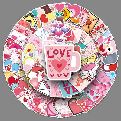 100 Personnalité Dessin Animé DIY Doux Saint-Valentin Doodle Créatif Valise Ordinateur Portable Autocollants Voiture