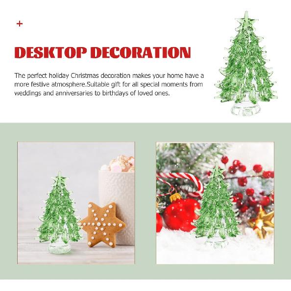 Mini Christmas Tree Figurine Crystal Decoration Tabletop Xmas Tree for Festive Home Decor Holiday Table Decoration and Party Supplies for Weddings