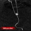 Sterling Silver Snowflake Tassel V-Neck Necklace – Minimalist Clavicle Chain Choker