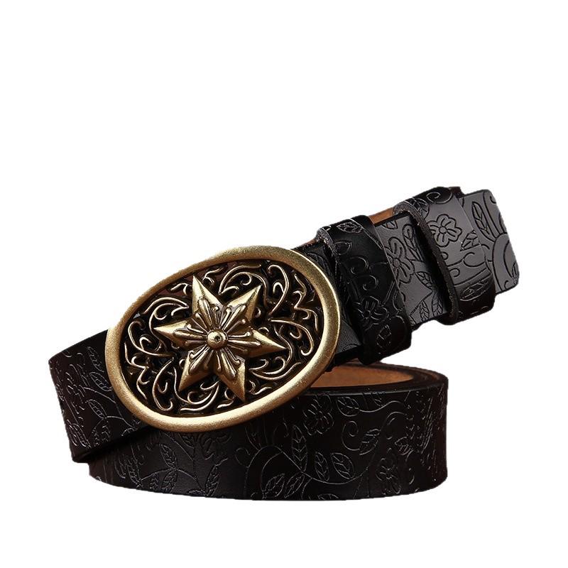 Women's Korean Court Style Antique Cowhide Leather Belt - Retro Decorative Waistband