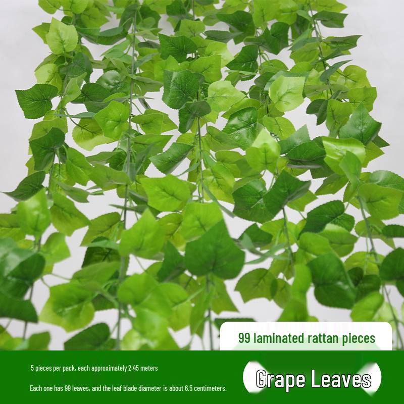 Rattan Pothos Artificial Leaf Vine for Indoor AC and Water Pipe Decoration