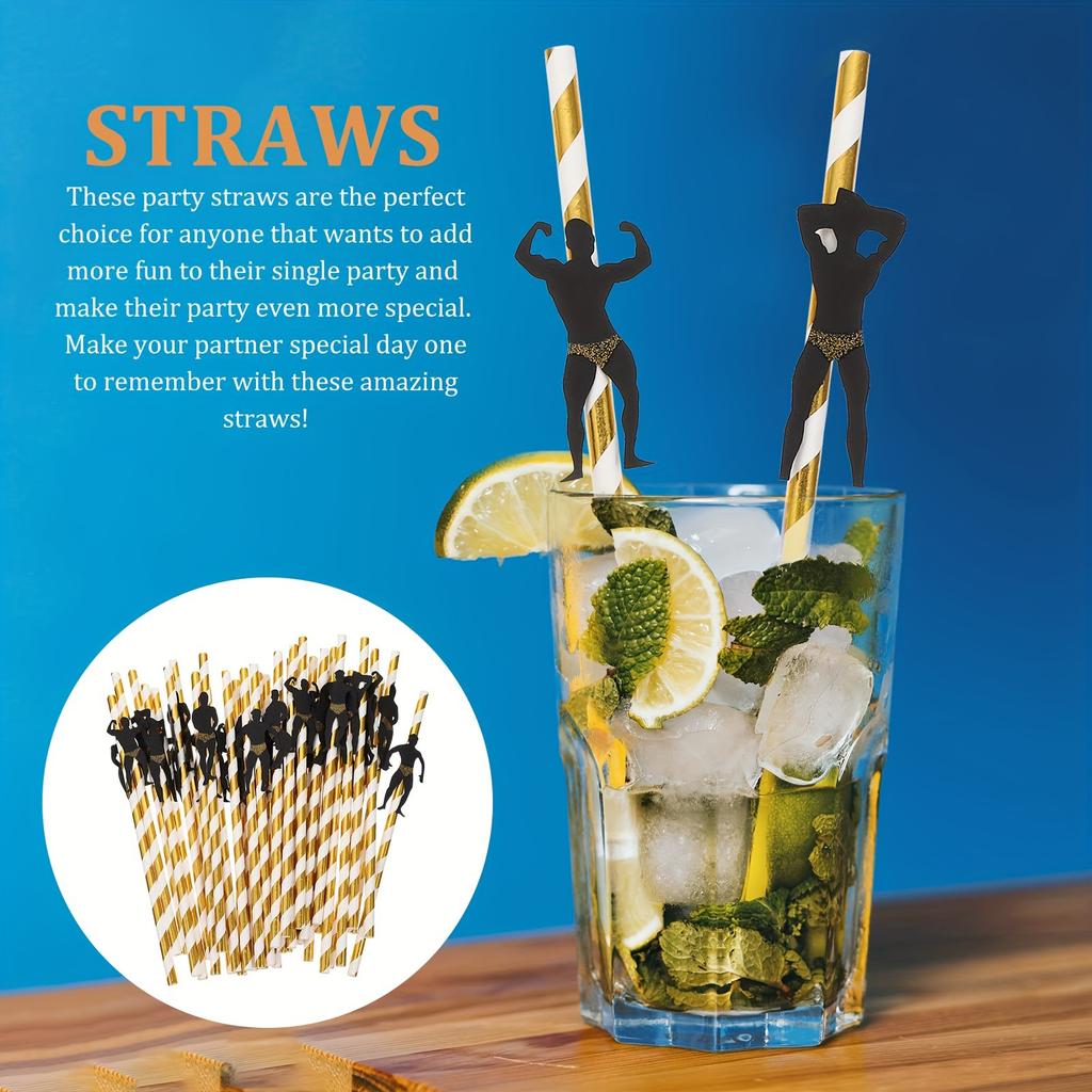 Kraft Paper Straws, Colorful Striped, Perfect For Party Decorations, Desserts, Pastries, Bars, And Drinks. 36 Pieces.