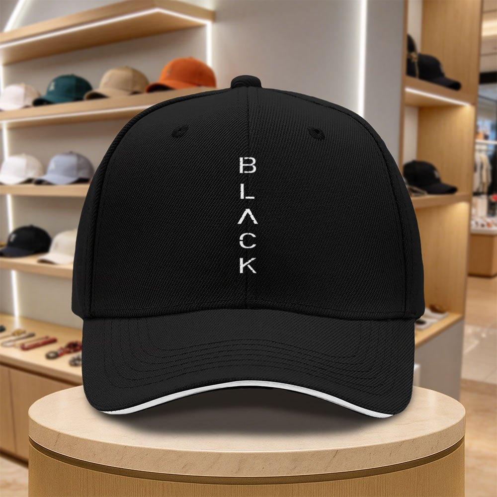 Black Sandwich Baseball Cap Lightweight Printed Unisex Vintage Sports Hat For Men Women