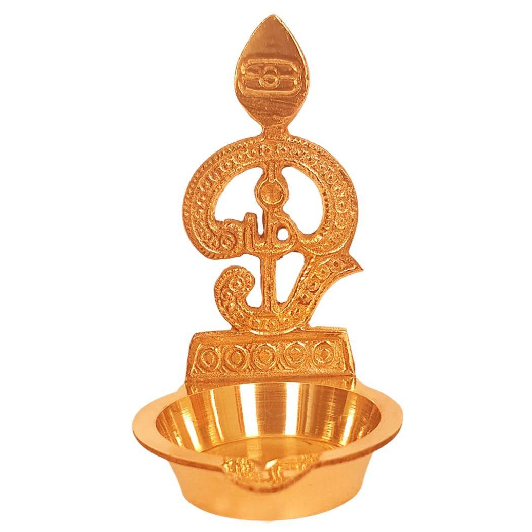 Pure Brass Glossy Finish Traditional Om Deepam / Oil Diya with Vel Om Tamil Letter / Om Deepam with Vel / Om Vilakku / Vel Vilakku / Om Diya