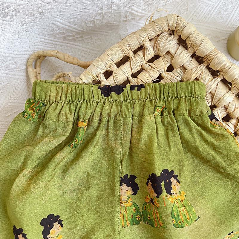 Girls' Chinese-Style Camisole and Shorts Set - Summer Collection