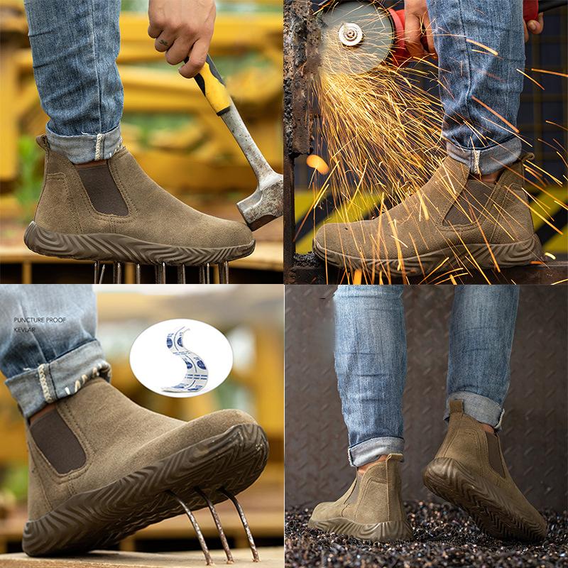 Oulylan Anti Puncture Lightweight Insulated Boot Steel Toe Anti Smash Labor Footwear Men Wear Resistant Safety Shoes for Working