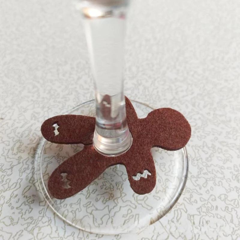 Christmas Wine Glass Decorations Goblet Pendant Accessories Elk Christmas Tree Snowman Gingerbread Man Christmas Hat 1pc