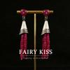 Earrings Red Beads Tassel Exquisite Enamel Diamond Temperament Versatile Premium Sense Women's Earrings 925 Silver Needle