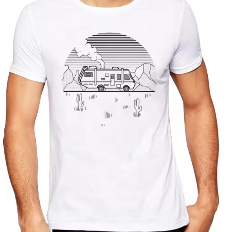 T-shirt en coton pur à motif classique estival imprimé Convient aux deux sexes, décontracté et polyvalent Haut en pur coton