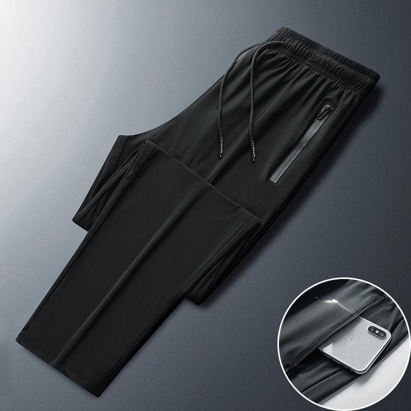 Nylon Summer Thin Ice Silk Long Pants, Men s Sportswear Pants, Straight-leg Loose Stretch Casual Pants, Quick-drying Pants for Men 5XL
