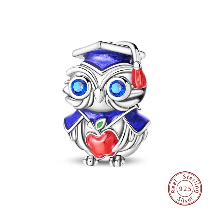 Argent S925 Chat Citrouille Carte à Jouer Ours de Diplôme Cheval de Mer 3mm Breloques Perles Design DIY Bijoux Fins
