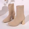 Spring Autumn Elastic Sock Ankle Boots for Women Square Toe Heeled Booties Trend 2025 Large Size Warm New In Woman Short Shoes