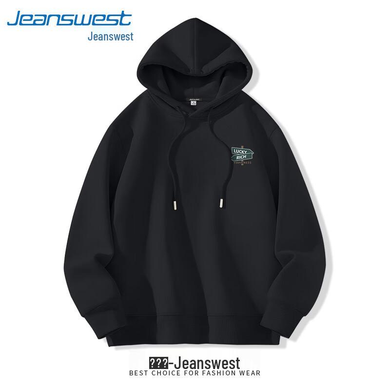 Jeanswest Retro Letter Hooded Pullover Sweatshirt