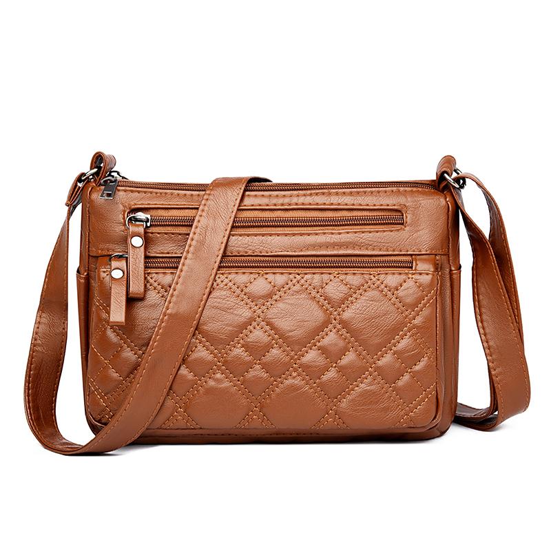 Soft Leather Mother Bag Women's Crossbody Bag Multi-Layer Large Capacity Shoulder Bag