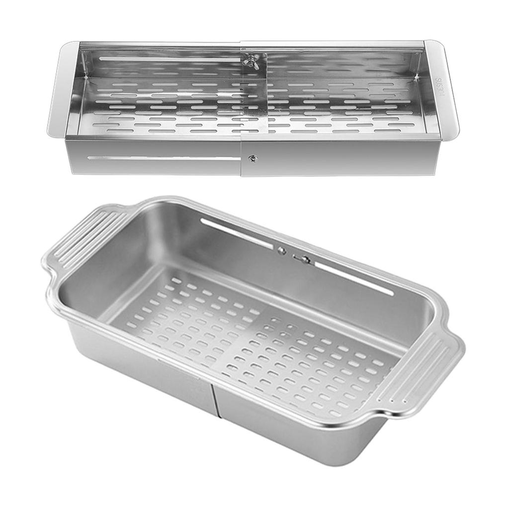 Expandable Dish Drainer Strainer Fruit Drain Rack for Kitchen