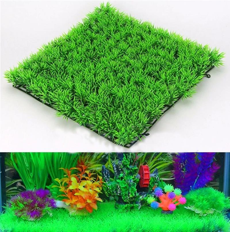 Artificial Grass Lawn Fish Tank Decoration Aquarium Lawn Landscape Simulation Lawn Ornaments Green Grass Plastic Plant Decor