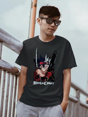100% katoen TOPS UNISEX T-SHIRTS HEREN DAMES Asta Yuno t-shirt black clover beste anime zwart shirt beste manga 001