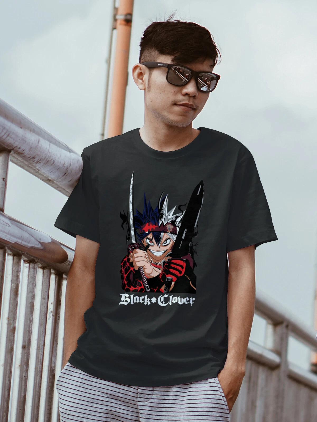 

100% хлопок ТОПЫ УНИСЕКС ФУТБОЛКИ МУЖСКИЕ ЖЕНСКИЕ футболка Аста Юно черный клевер лучший аниме черная футболка лучшая манга 001 XL