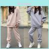 Casual Womens Hoodie Sweatsuit Set With Resin Colorfast Fabric For Autumn Winter Comfort
