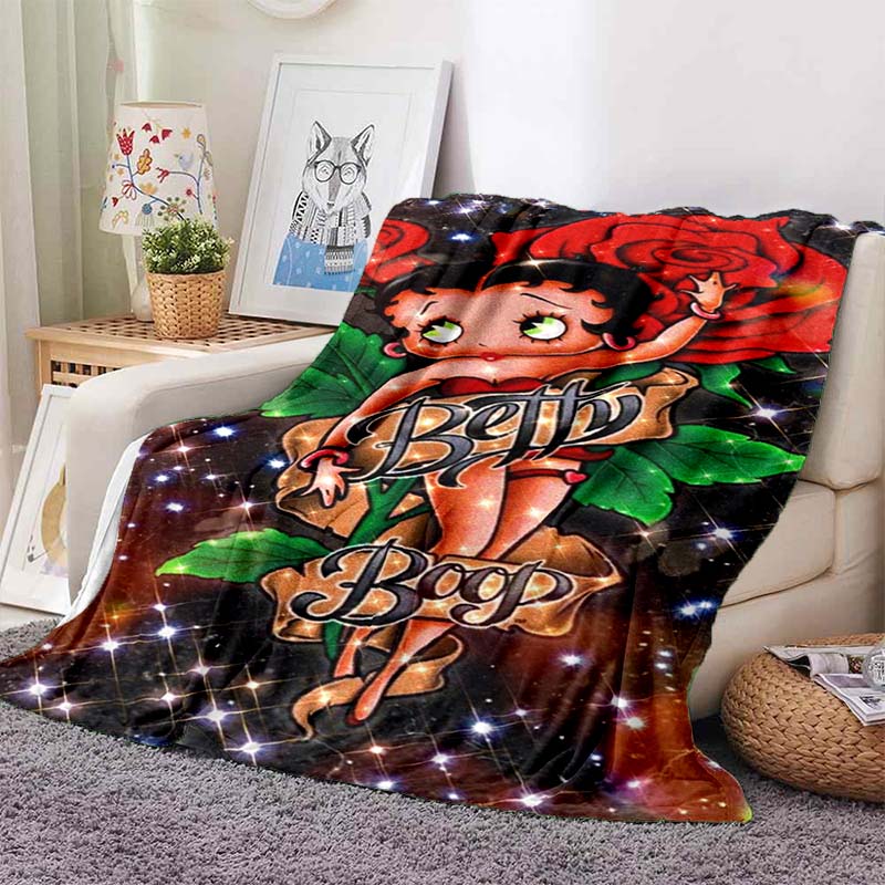 2026 New Model Cartoon B-Bettyy-Boopp Blanket Flannel Sofa Bed Warm Plush Office Comfortable Portable Gift Picnic Blanket
