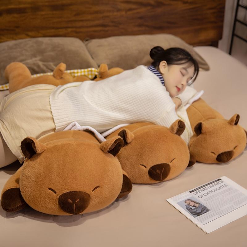 New Wings Capybara Long Sleep Pillow Stuffed Capibara Plushie Fluffy Doll Soft Sofa Cushion Nap Sleeping Toys for Home Bed