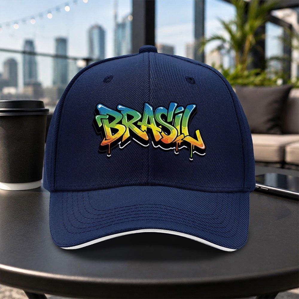 1pc New Brazilian Graffiti Adjustable Sandwich Baseball Cap Lightweight Printed Womens Hat Trendy Mens Cap For Sports Enthus